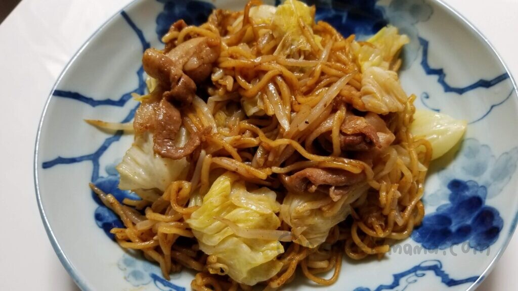 ホットクックで作った肉入りの焼きそば